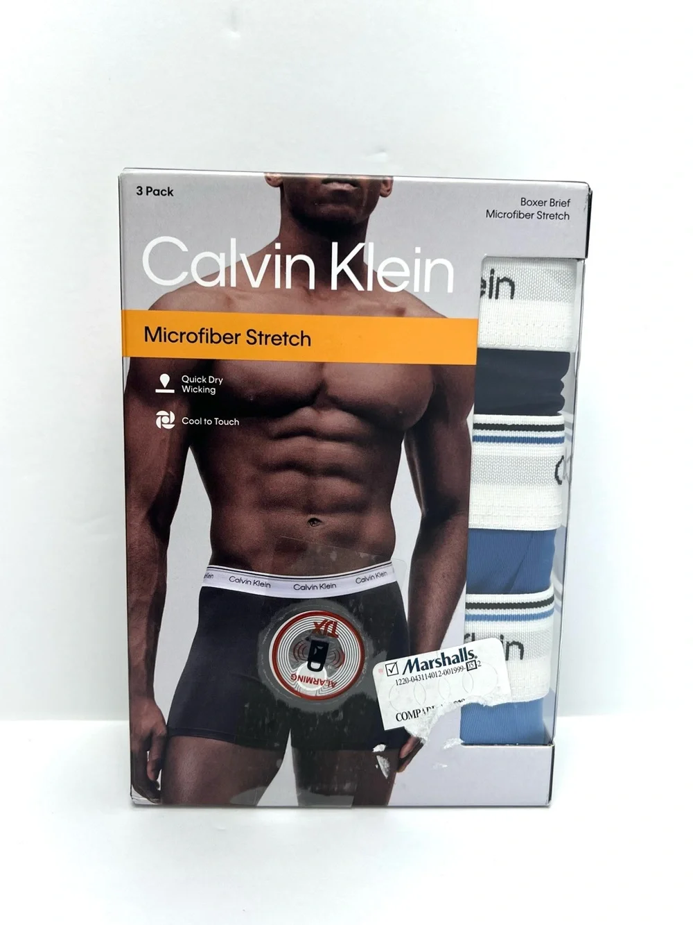 Calvin Klein 3 Pack Microfiber Stretch Boxer Briefs Blue Black Men XL Polyester